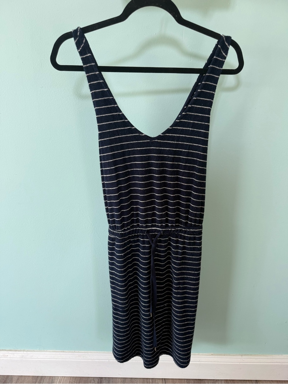 Soma Weekend Navy Terry Striped One-Piece Jumpsuit Size Medium Racerback